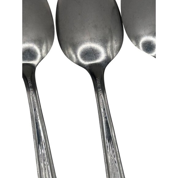 Set Of 5 Oneida Silver Fluted Rose Stainless Steel Tablespoons - Picture 4 of 5